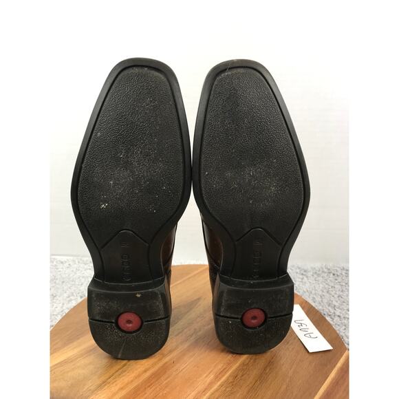 Ecco Brown Leather Burnished Apron Toe Derby Casual Lifestyle Oxford Mens 41 - Picture 7 of 13